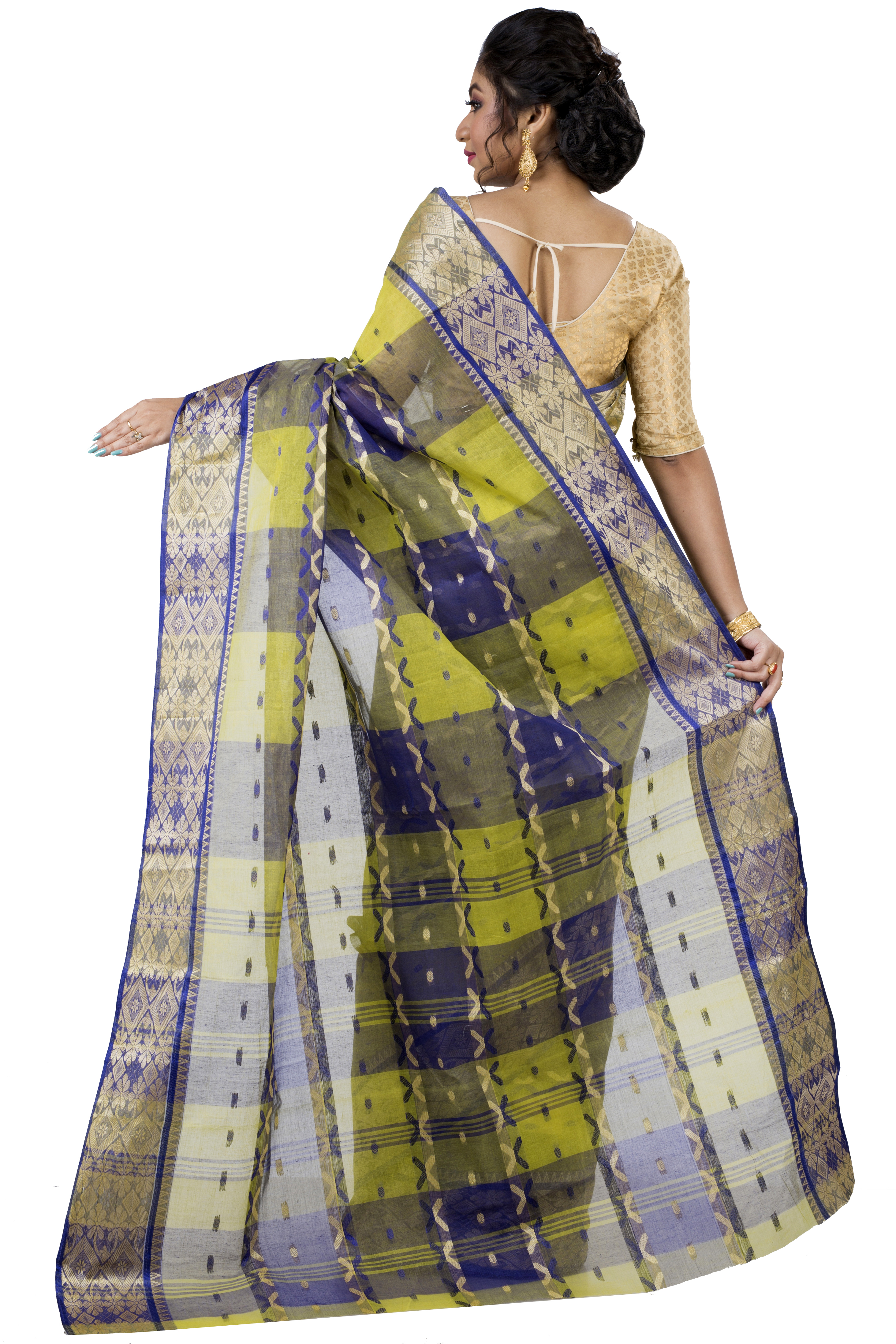 Green Pure Cotton SonaJhuri Desiging Tant Saree (117)